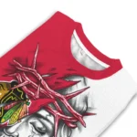 Chicago Blackhawks Sweater Customized Jesus Tear Red White Best Selling