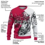 Chicago Bulls Sweater Personalized Jesus Tear Red White Best Selling