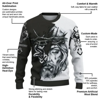Chicago White Sox Sweater Custom Jesus Tear Black White New Arrival