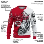Cincinnati Reds Sweater Customized Jesus Tear Red White Best Selling