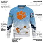 Clemson Tigers Sweater Customized Winter Football Snoopy Blue White Best Selling