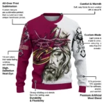Cleveland Cavaliers Sweater Custom Jesus Tear Wine White Best Selling
