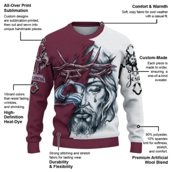 Colorado Avalanche Sweater Personalized Jesus Tear Burgundy White New Arrival