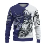 Colorado Rockies Sweater Custom Jesus Tear Blue White Best Selling