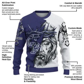 Colorado Rockies Sweater Custom Jesus Tear Blue White New Arrival