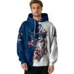 Columbus Blue Jackets Hoodie Custom Jesus Tear Navy Blue Best Selling