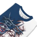 Columbus Blue Jackets Sweater Custom Jesus Tear Navy Blue White Best Selling