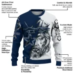 Dallas Cowboys Sweater Customized Jesus Tear Blue White Best Selling