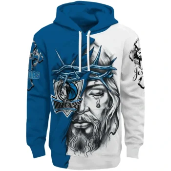 Dallas Mavericks Hoodie Customized Jesus Tear Blue Best Selling