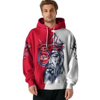 Detroit Pistons Hoodie Customized Jesus Tear Red Latest Model