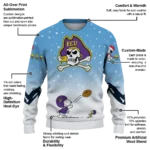 East Carolina Pirates Sweater Customized Winter Football Snoopy Blue White Best Selling