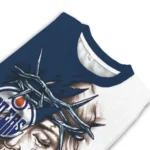 Edmonton Oilers Sweater Custom Jesus Tear Blue White Best Selling