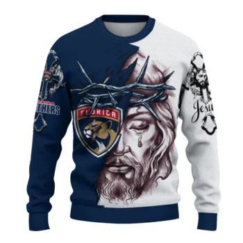 Florida Panthers Sweater Customized Jesus Tear Red White Best Selling