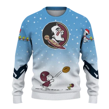 Florida State Seminoles Sweater Customized Winter Football Snoopy Blue White Best Selling