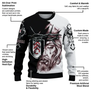 Fulham Sweater Personalized Jesus Tear Black White New Arrival