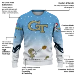 Georgia Tech Yellow Jackets Sweater Custom Winter Football Snoopy Blue White Best Selling