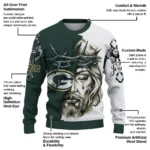 Green Bay Packers Sweater Customized Jesus Tear Green White Best Selling