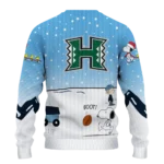 Hawaii Rainbow Warriors Sweater Custom Winter Football Snoopy Blue White Best Selling