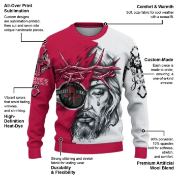 Houston Rockets Sweater Personalized Jesus Tear Red White New Arrival