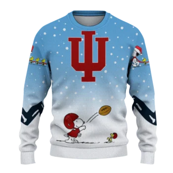 Indiana Hoosiers Sweater Personalized Winter Football Snoopy Blue White Best Selling
