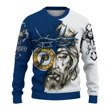 Indiana Pacers Sweater Personalized Jesus Tear Blue White Best Selling