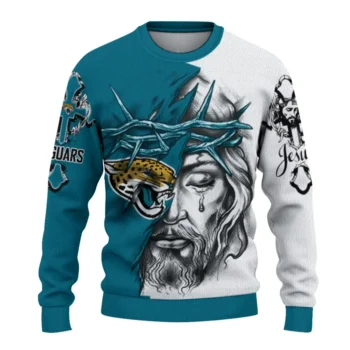 Jacksonville Jaguars Sweater Customized Jesus Tear Teal White Best Selling