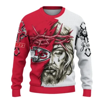 Kansas City Chiefs Sweater Personalized Jesus Tear Red White Best Selling
