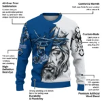 Kansas City Royals Sweater Custom Jesus Tear Royal Blue White Best Selling
