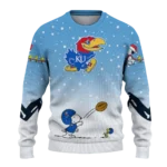 Kansas Jayhawks Sweater Personalized Winter Football Snoopy Blue White Best Selling