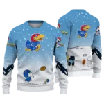 Kansas Jayhawks Sweater Personalized Winter Football Snoopy Blue White Best Selling