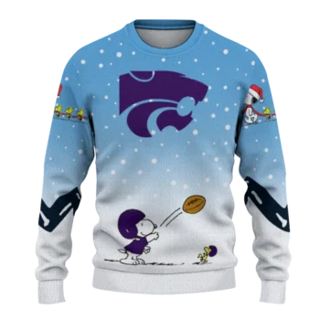 Kansas State Wildcats Sweater Customized Winter Football Snoopy Blue White Best Selling