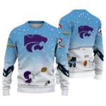 Kansas State Wildcats Sweater Customized Winter Football Snoopy Blue White Best Selling
