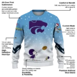Kansas State Wildcats Sweater Customized Winter Football Snoopy Blue White Best Selling