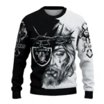 Las Vegas Raiders Sweater Custom Jesus Tear Black White Best Selling