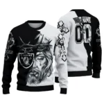 Las Vegas Raiders Sweater Custom Jesus Tear Black White Best Selling