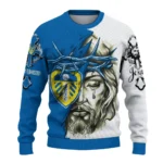 Leeds United Sweater Custom Jesus Tear Blue White Best Selling