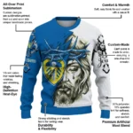 Leeds United Sweater Custom Jesus Tear Blue White Best Selling