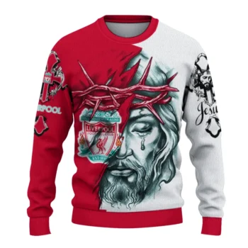 Liverpool Sweater Customized Jesus Tear Red White Best Selling