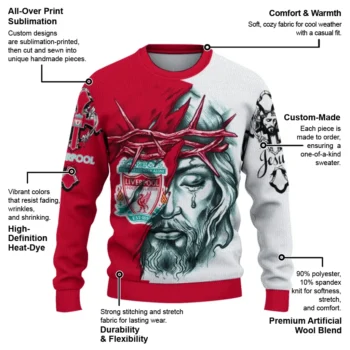 Liverpool Sweater Customized Jesus Tear Red White New Arrival
