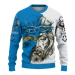 Los Angeles Chargers Sweater Customized Jesus Tear Blue White Best Selling