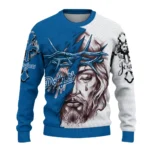Los Angeles Dodgers Sweater Personalized Jesus Tear Blue White Best Selling