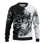 Los Angeles Kings Sweater Personalized Jesus Tear Black White Best Selling