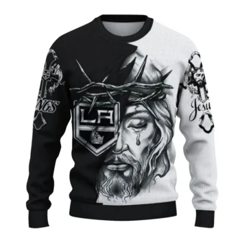 Los Angeles Kings Sweater Personalized Jesus Tear Black White Best Selling
