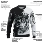 Los Angeles Kings Sweater Personalized Jesus Tear Black White Best Selling