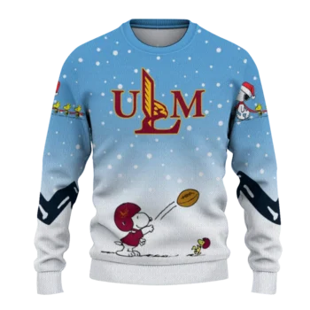 Louisiana Monroe Warhawks Sweater Custom Winter Football Snoopy Blue White Best Selling