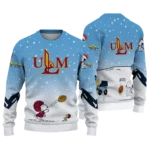 Louisiana Monroe Warhawks Sweater Custom Winter Football Snoopy Blue White Best Selling