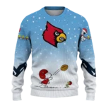 Louisville Cardinals Sweater Customized Winter Football Snoopy Blue White Best Selling
