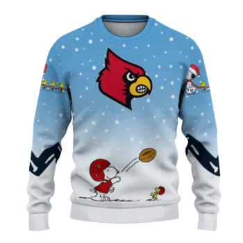 Louisville Cardinals Sweater Customized Winter Football Snoopy Blue White Best Selling