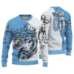 Manchester City Sweater Personalized Jesus Tear Sky Blue White Best Selling