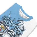 Manchester City Sweater Personalized Jesus Tear Sky Blue White Best Selling